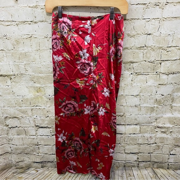 Shein X Dr Kholoud Red Satin Floral Midi Skirt - Picture 6 of 6